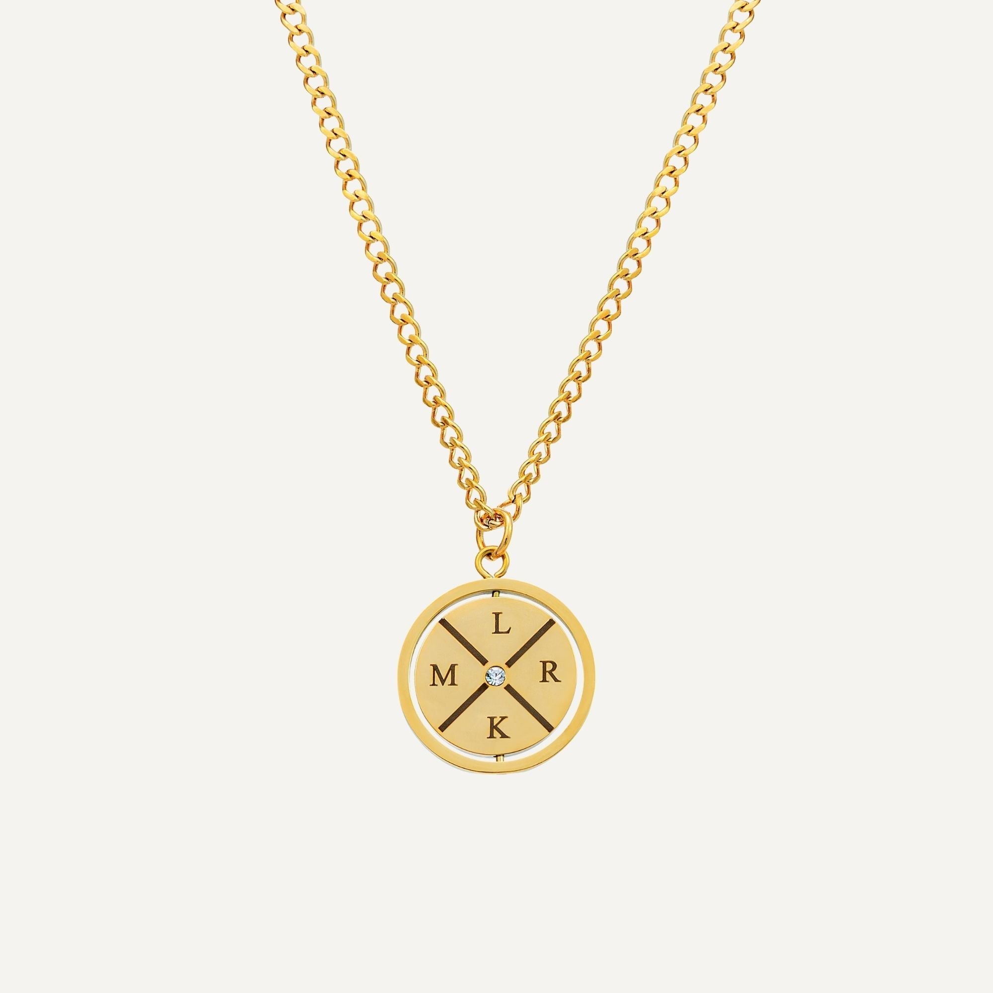 Custom Engraved Compass Necklace With Zircon