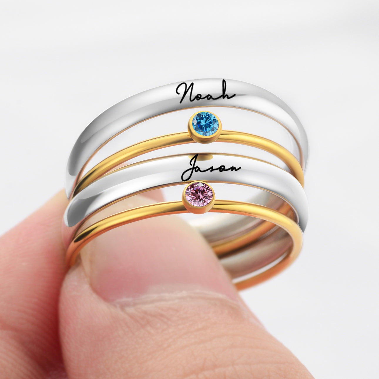 Personalized Birthstone Engraved Ring