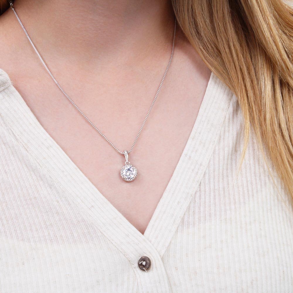 To My Mom - Eternal Rose Box - With 14k White Gold Circle Necklace & Real Rose
