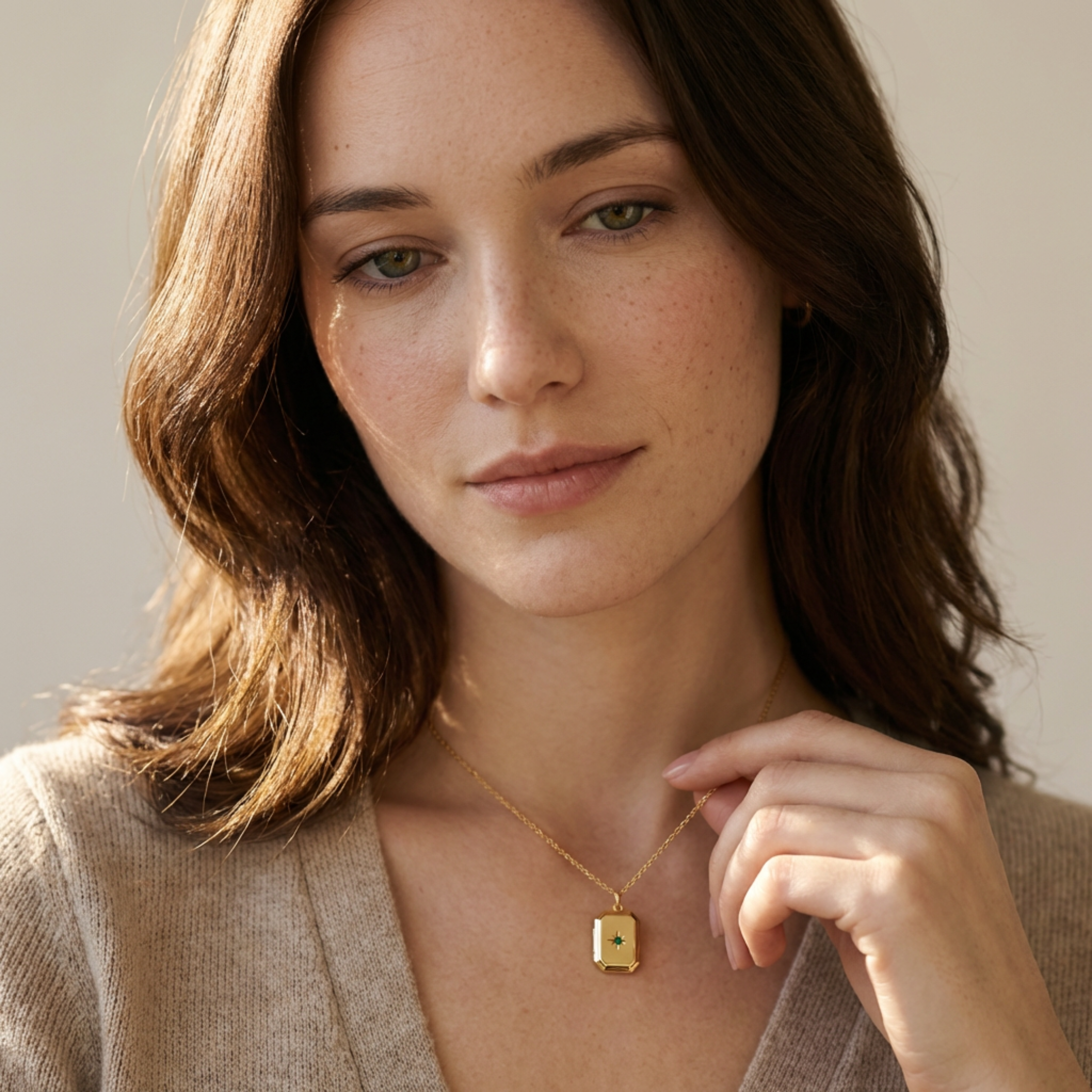 Locket Necklace with Birthstone