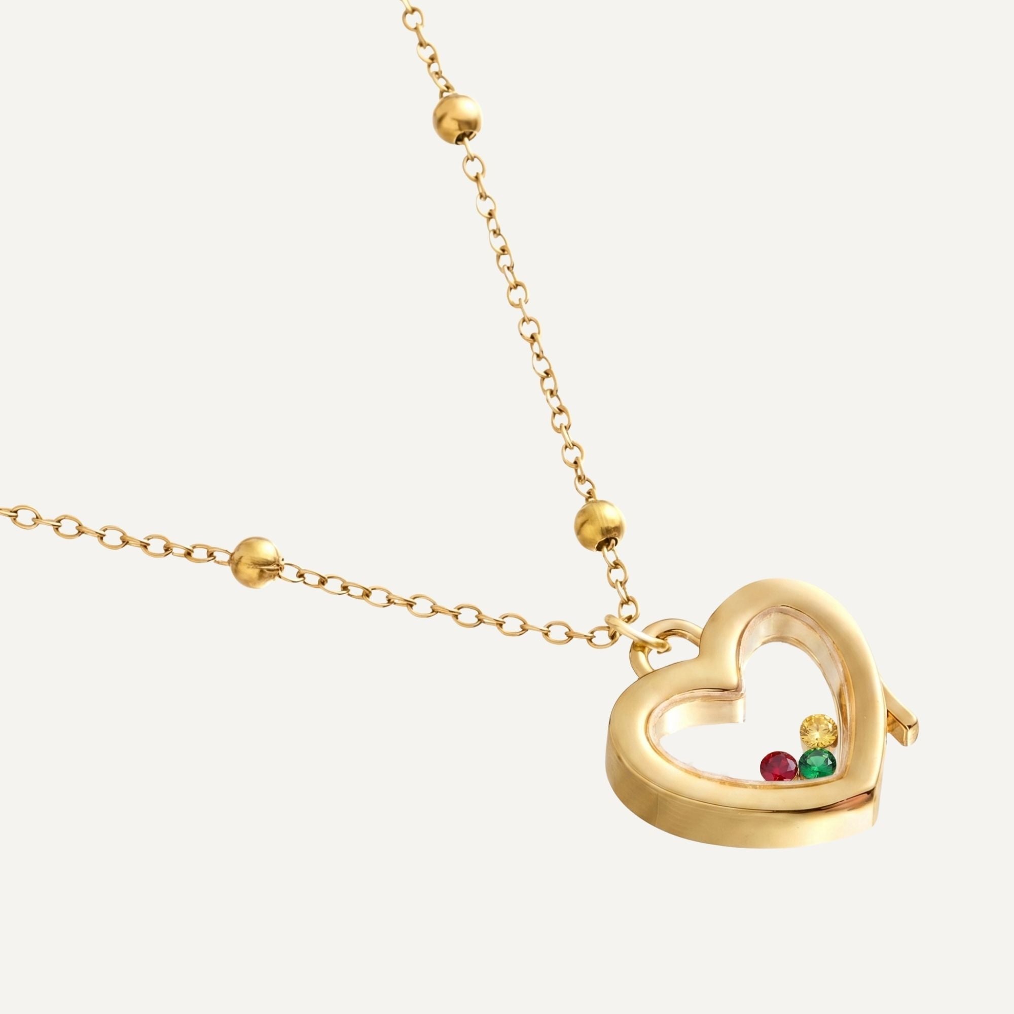 Heart Necklace With Birthstones Inside