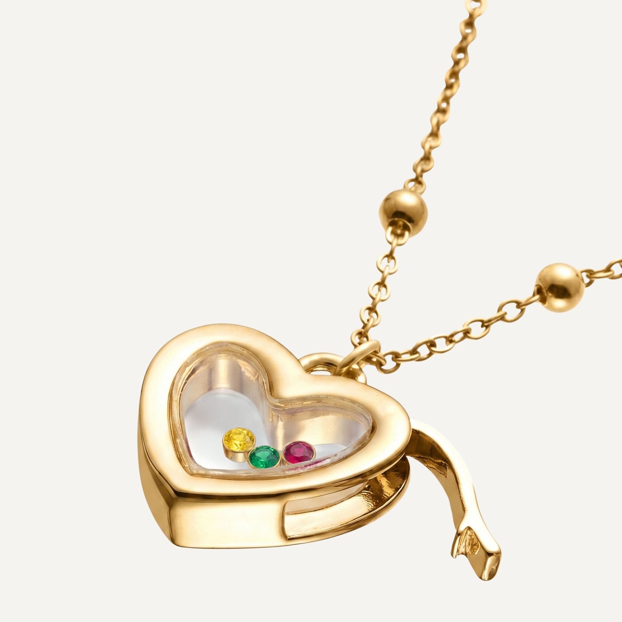 Heart Necklace With Birthstones Inside