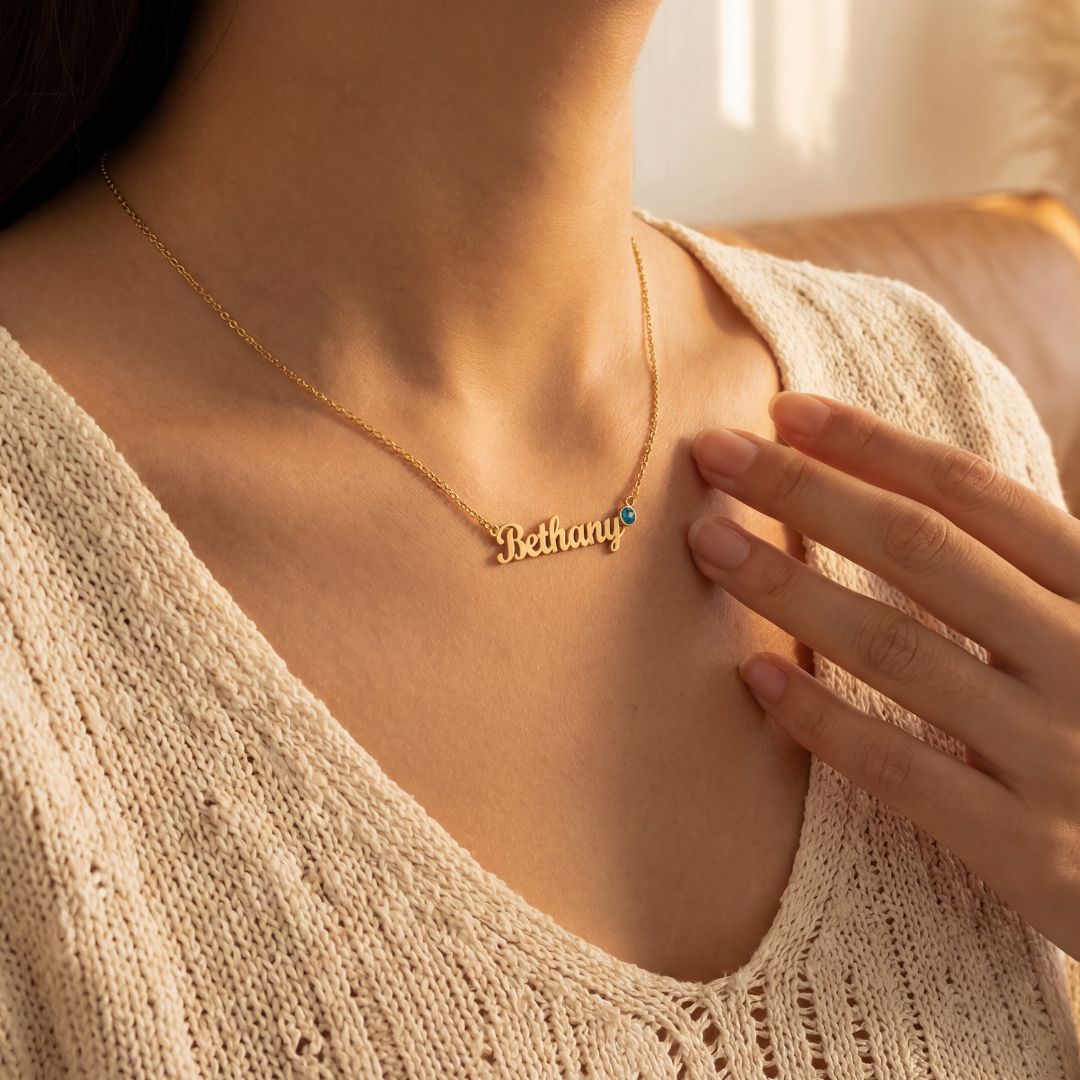 Customized Name Necklace with Birthstone
