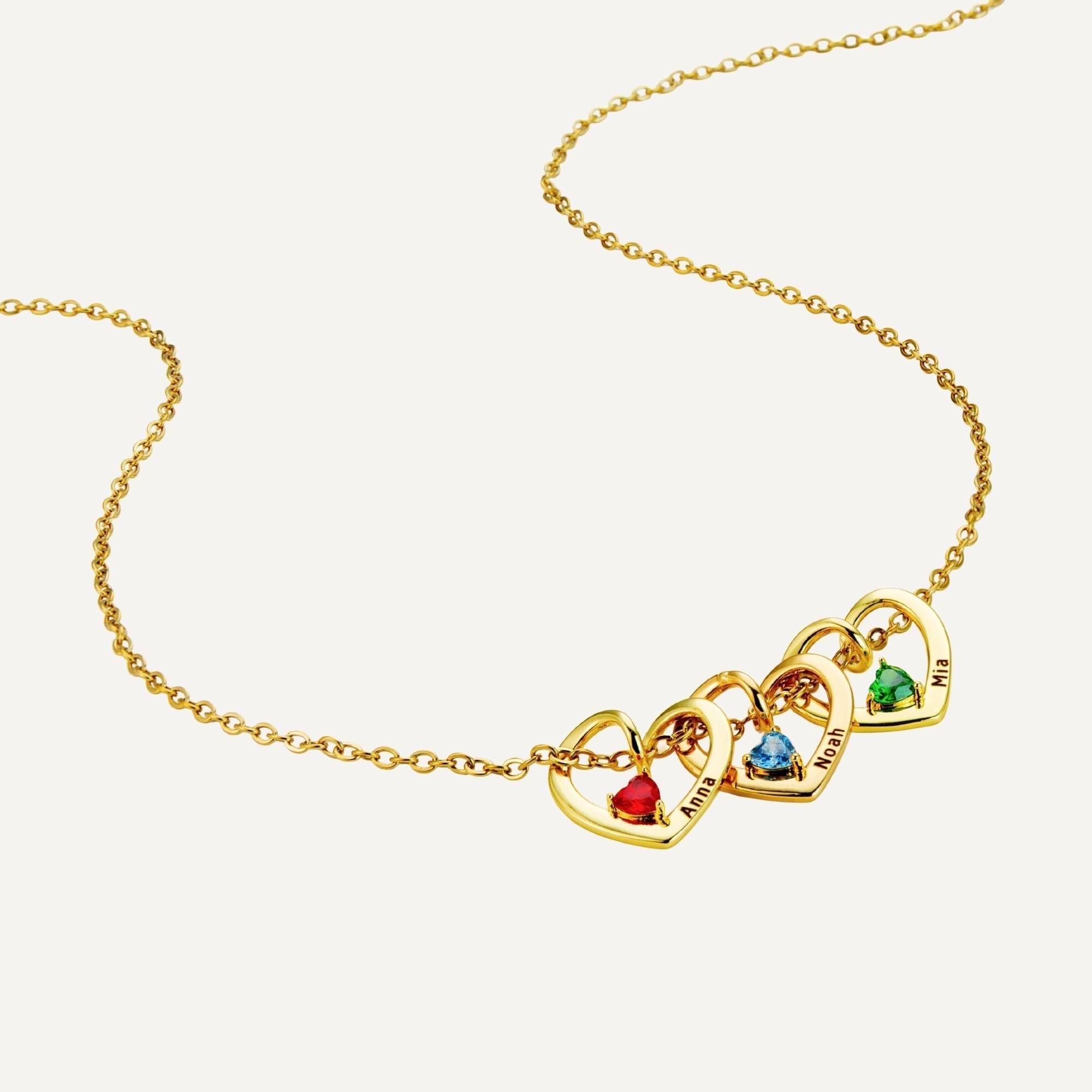 Personalized Birthstone Name Engraved Heart Necklace