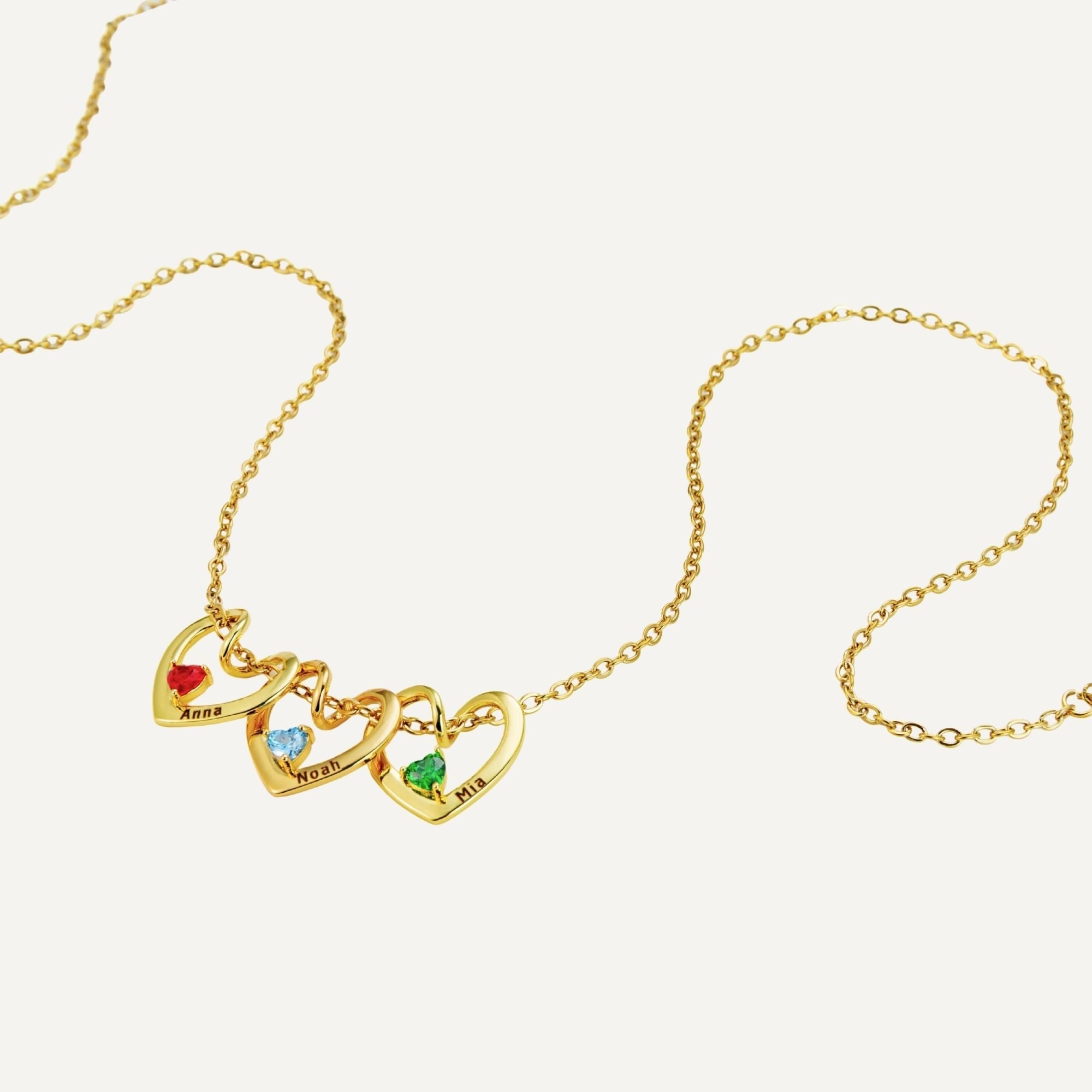 Personalized Birthstone Name Engraved Heart Necklace