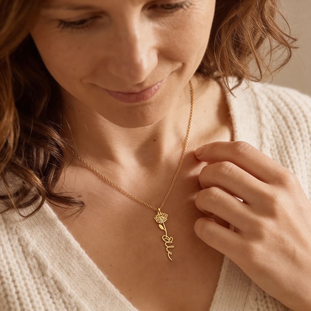 Custom Birth Flower Necklace