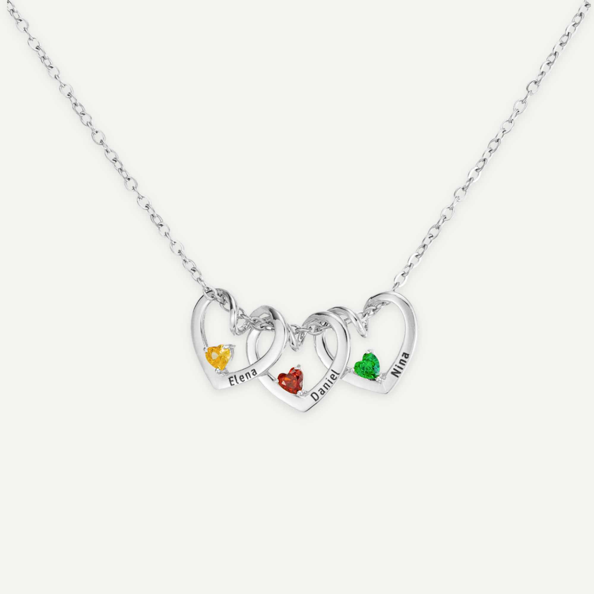 Personalized Birthstone Name Engraved Heart Necklace