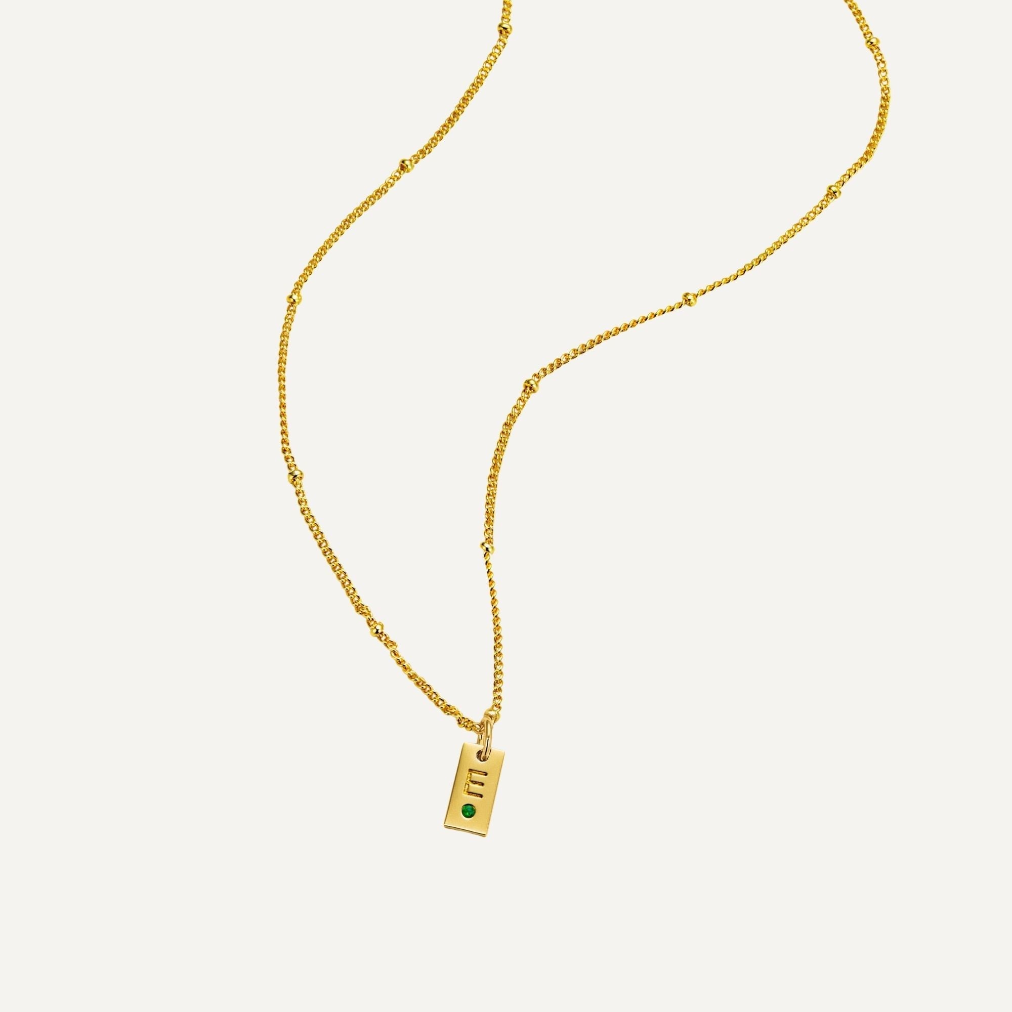 Tag Initial Necklace with Birthstone