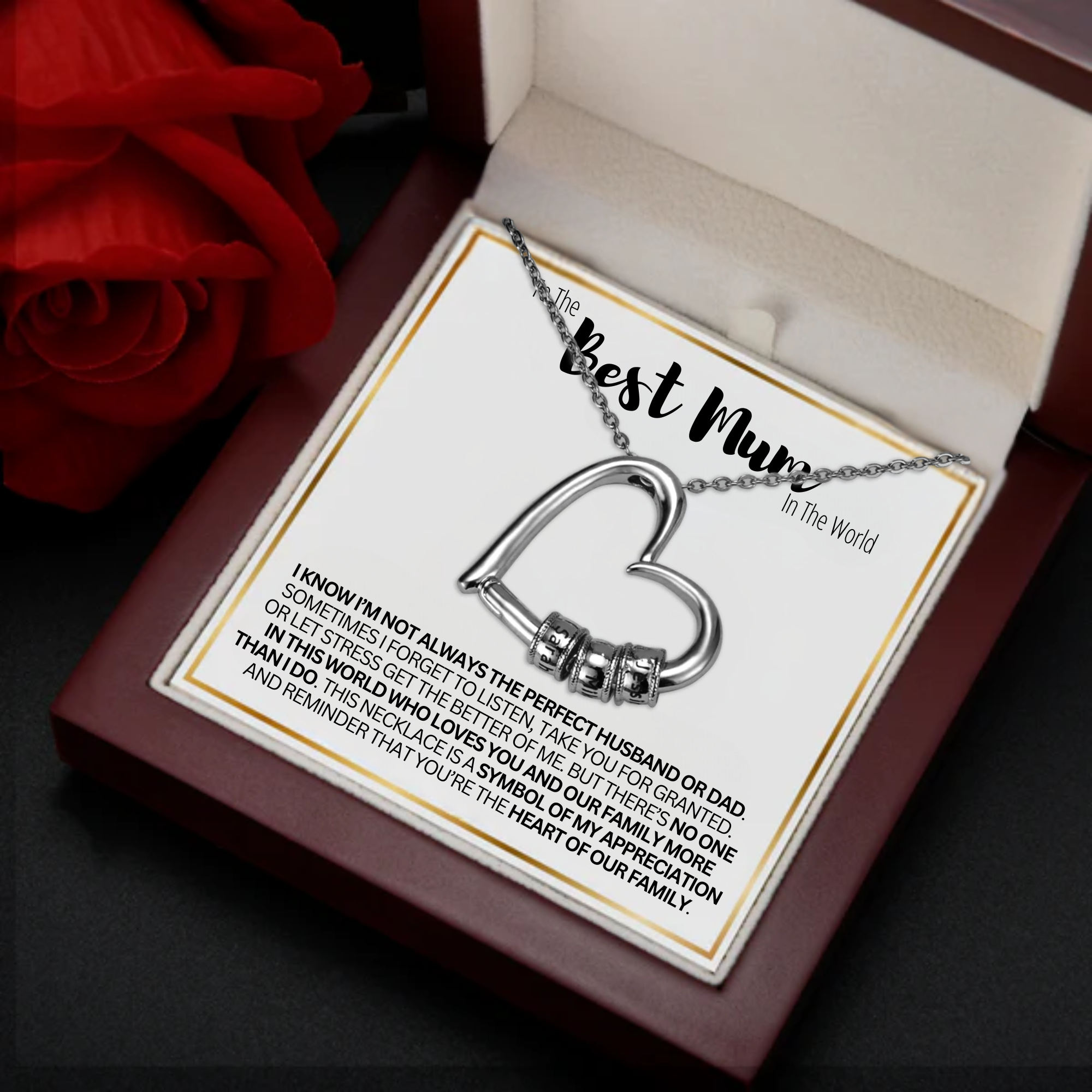 To The Best Mum In The World - Love Necklace With Engraved Pendant