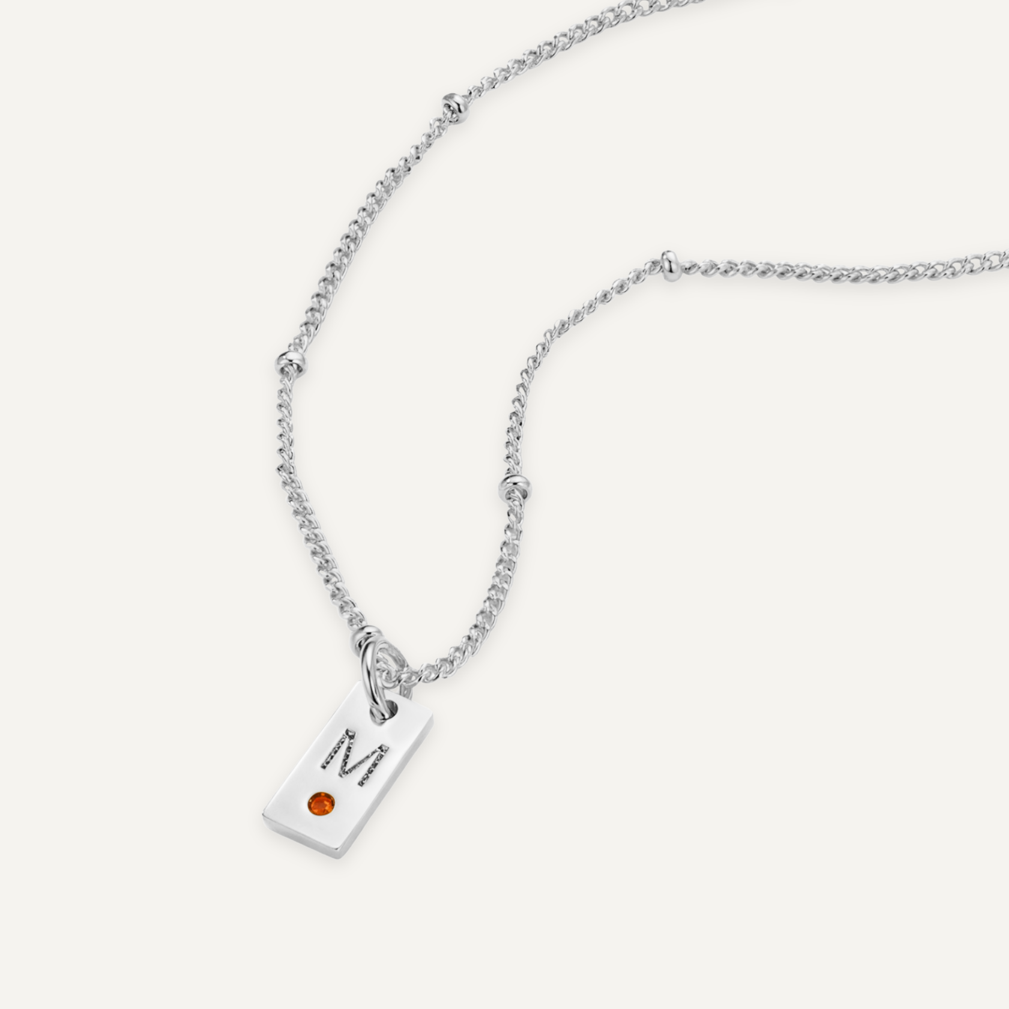 Tag Initial Necklace with Birthstone