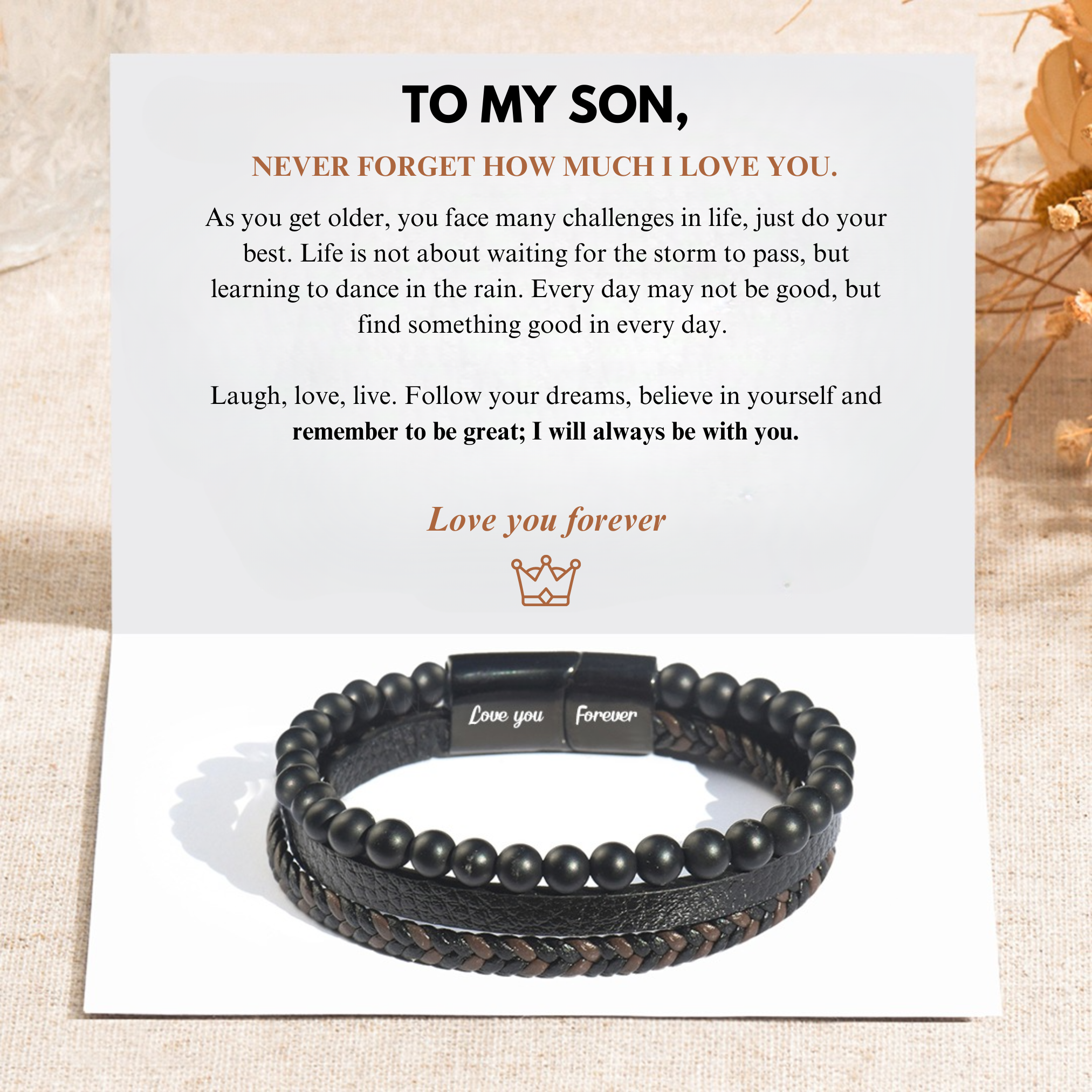 To My Son - Calming Lava Stone Bracelet