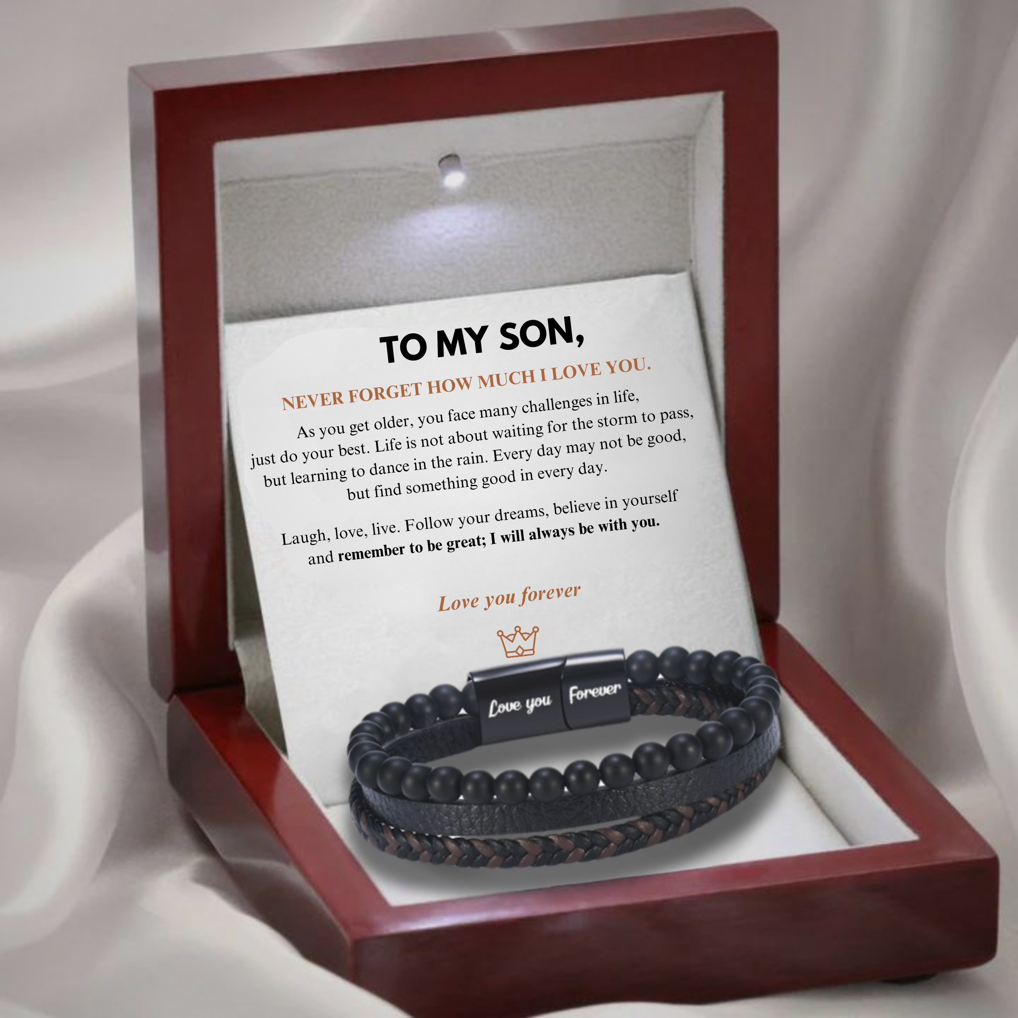 To My Son - Calming Lava Stone Bracelet