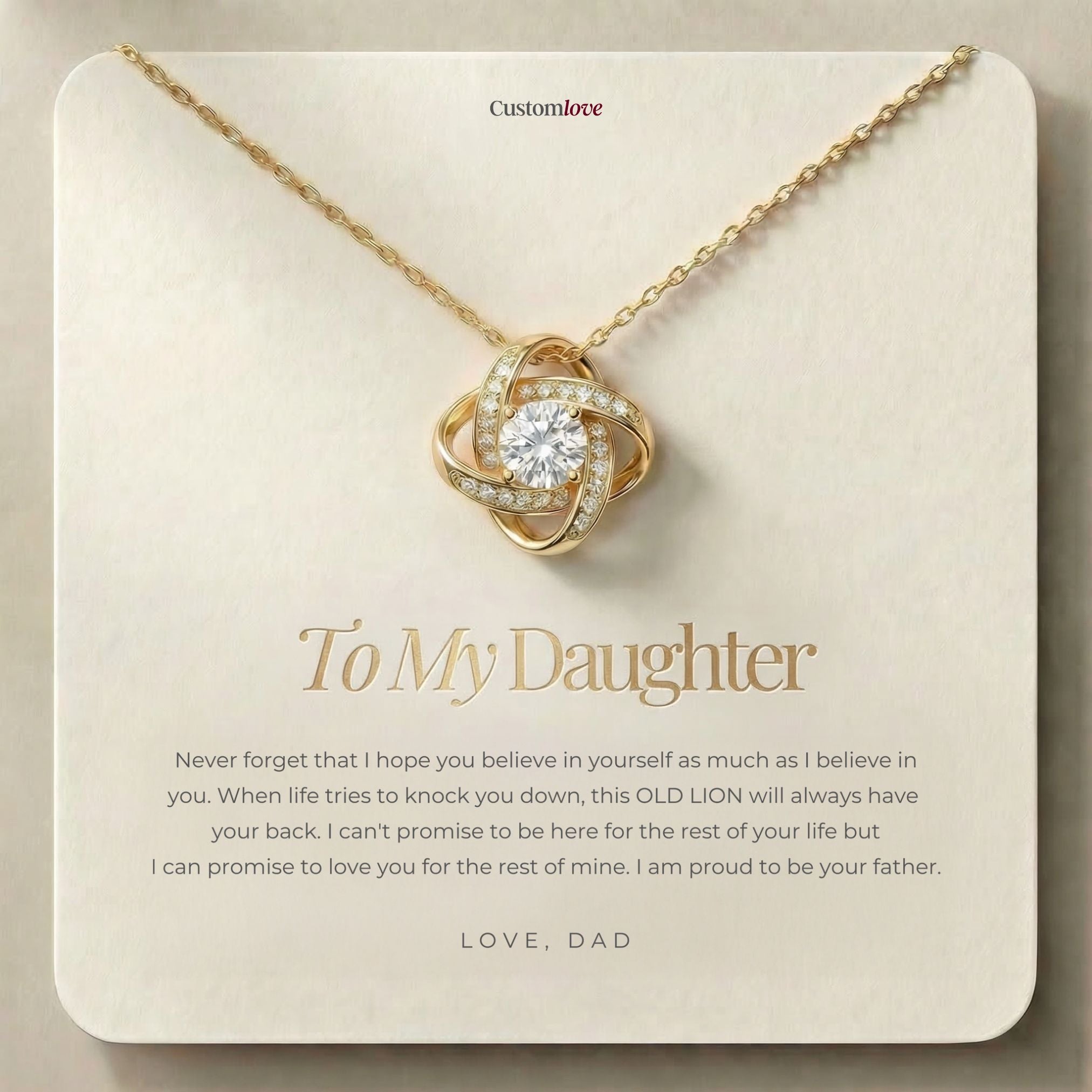 To My Daughter - I am Proud of You - Love Knot Necklace