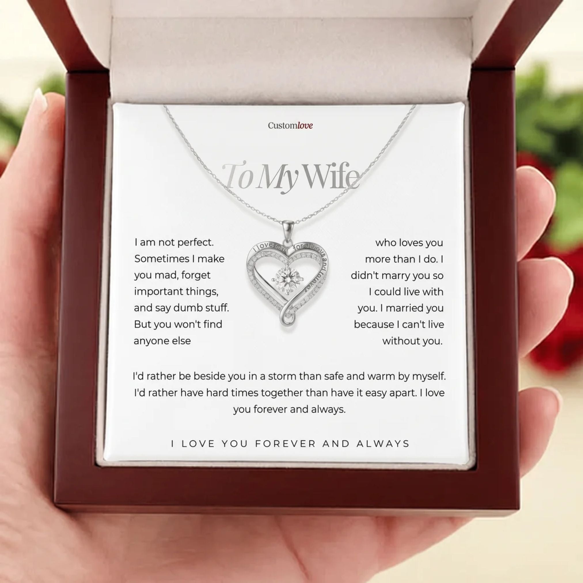 To My Wife – Engraved Double Hearts Necklace