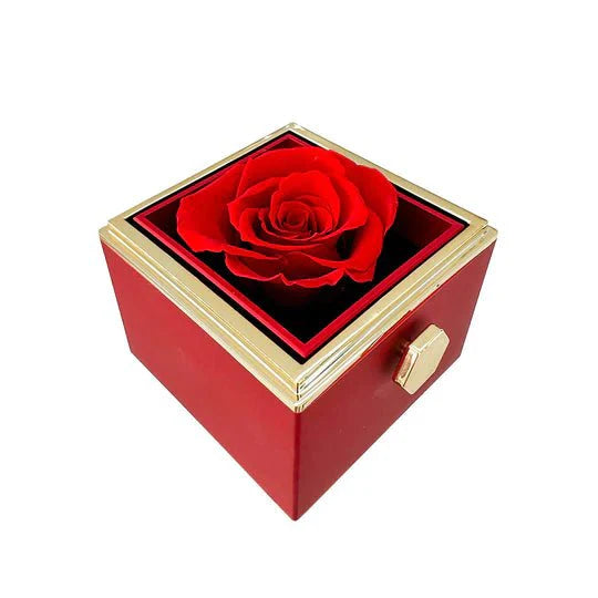 Eternal Rose Box - With Photo Projection Heart Necklace & Real Rose