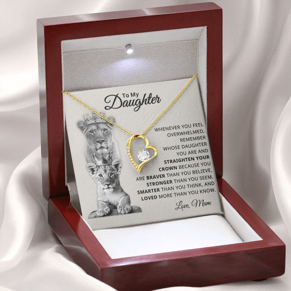 To My Daughter – You Are Braver, Stronger, Smarter, and Loved – Heart Necklace