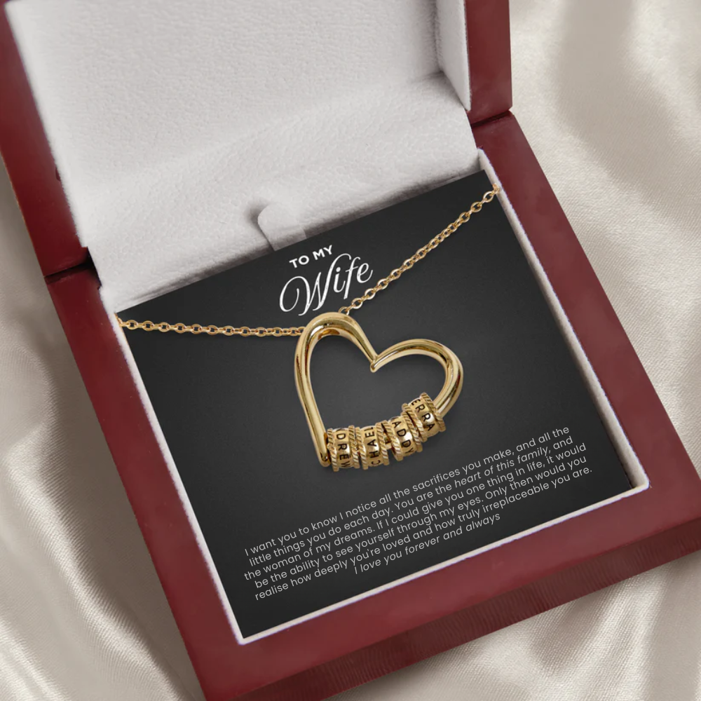 To My Wife - Engraved Family’s Heart Necklace