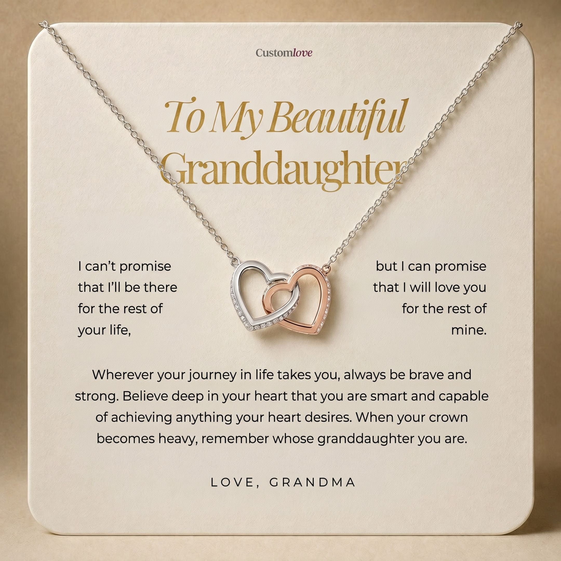 To My Granddaughter -  Interlocking Hearts Necklace - From Grandma