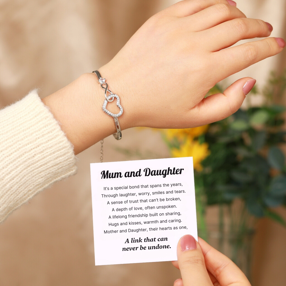 Mum and Daughter - A Link That Can Never Be Undone - Infinity Heart Bracelet with Luxury Box