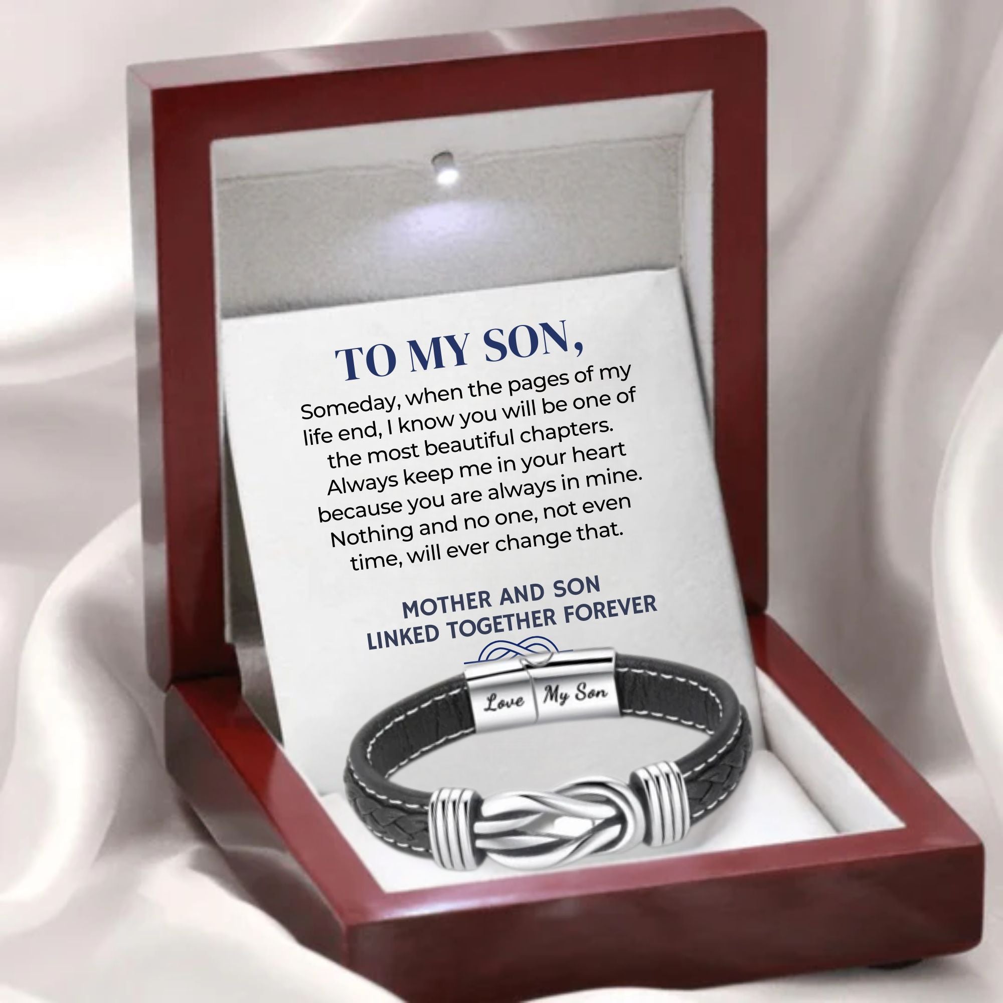 Mother and Son Forever Connected - Leather Infinity Bracelet