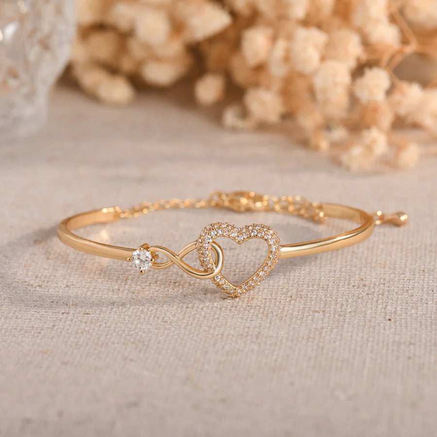 Mum and Daughter - A Link That Can Never Be Undone - Infinity Heart Bracelet with Luxury Box