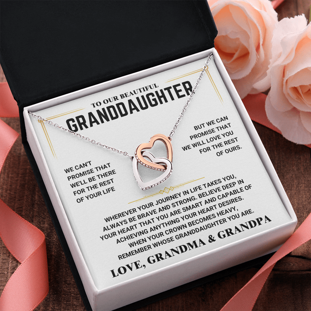 To My Granddaughter - Interlocking Hearts Necklace - Love, Grandma