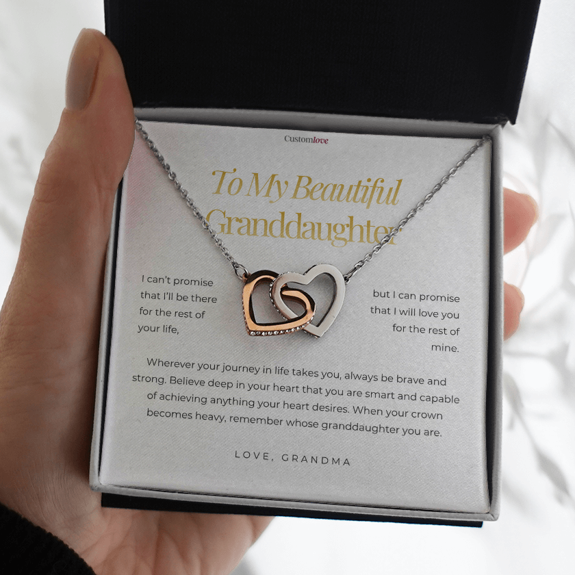 To My Granddaughter -  Interlocking Hearts Necklace - From Grandma