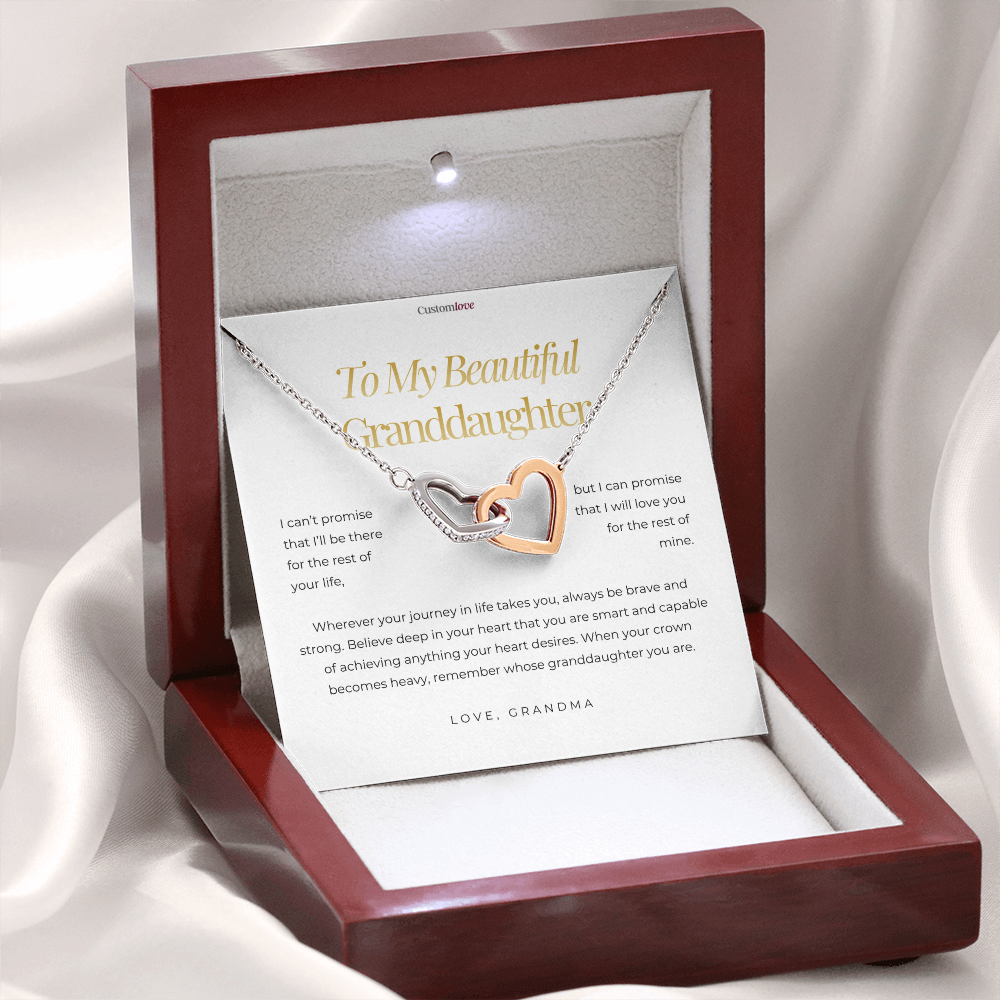To My Granddaughter -  Interlocking Hearts Necklace - From Grandma