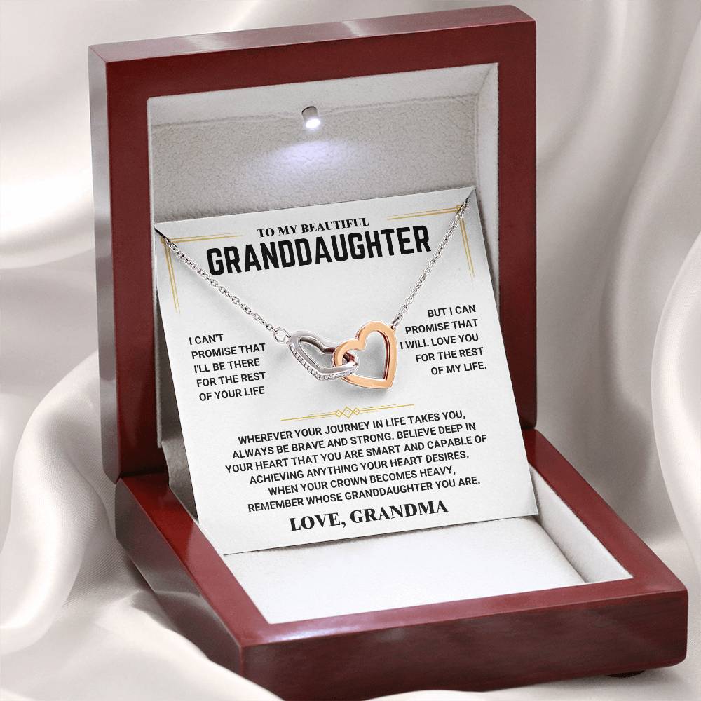 To My Granddaughter - Interlocking Hearts Necklace - Love, Grandma