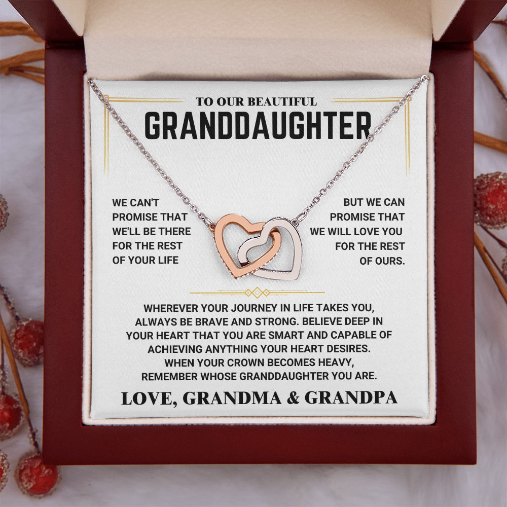 To My Granddaughter - Interlocking Hearts Necklace - Love, Grandma