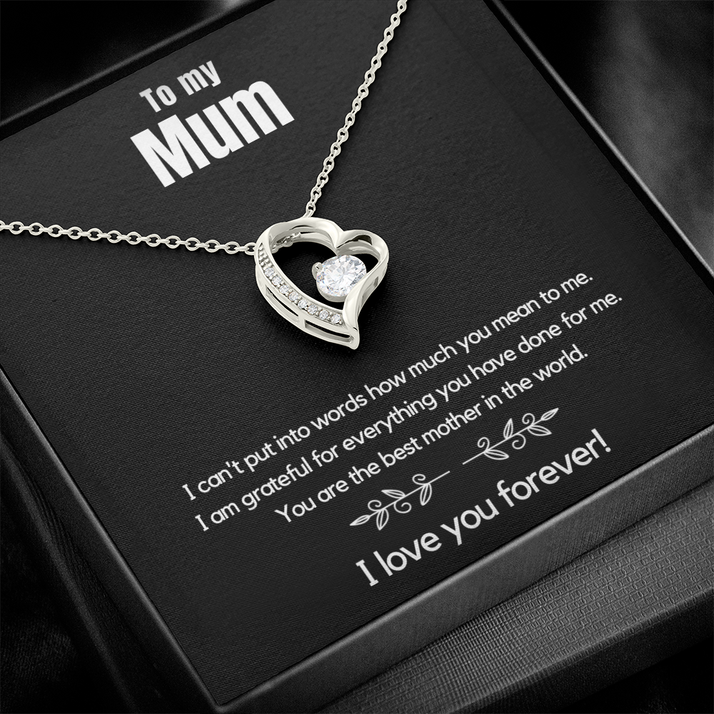 To My Mom – I Love You Forever – Heart Necklace