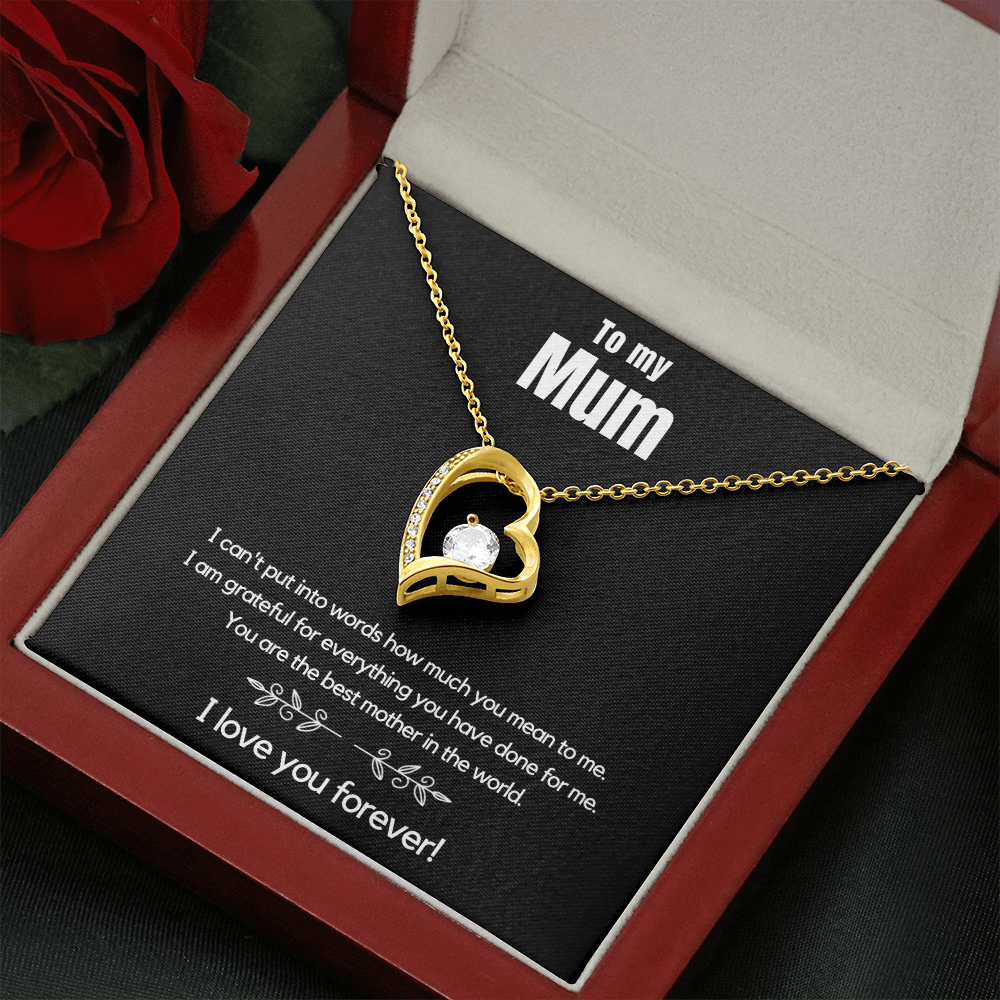 To My Mom – I Love You Forever – Heart Necklace